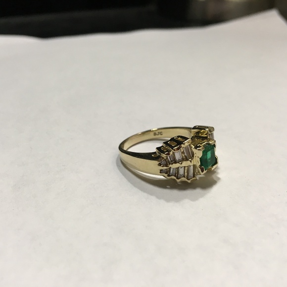 SOLD 14k Gold BJC Emerald Diamond Ring - Picture 2 of 3